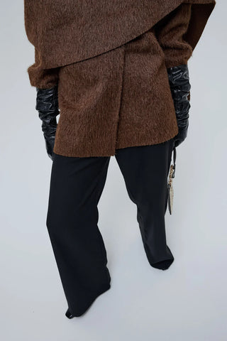 Revoni Şal Yaka Kaban Kahverengi