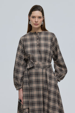 Mira Ekose Uzun Elbise Bej