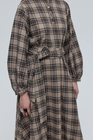 Mira Ekose Uzun Elbise Bej