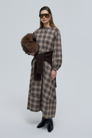 Mira Ekose Uzun Elbise Bej