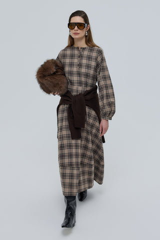 Mira Ekose Uzun Elbise Bej