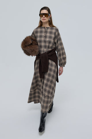 Mira Ekose Uzun Elbise Bej