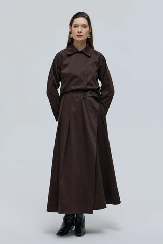 Elvo Kruvaze Düğmeli Gömlek Kahverengi