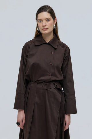 Tokalı Anvelop Etek Kahverengi