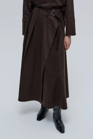 Tokalı Anvelop Etek Kahverengi