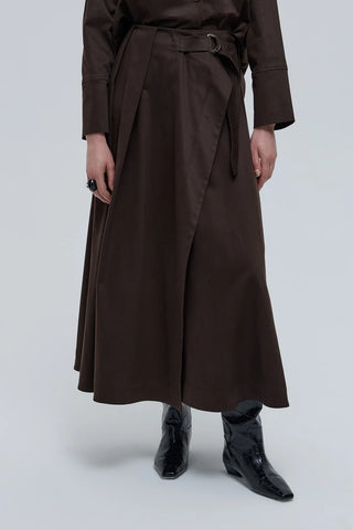 Tokalı Anvelop Etek Kahverengi