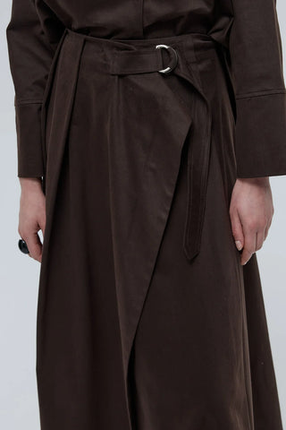 Tokalı Anvelop Etek Kahverengi