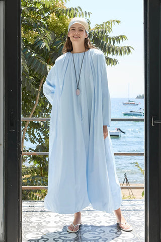 Bae Balon Vual Elbise Mavi