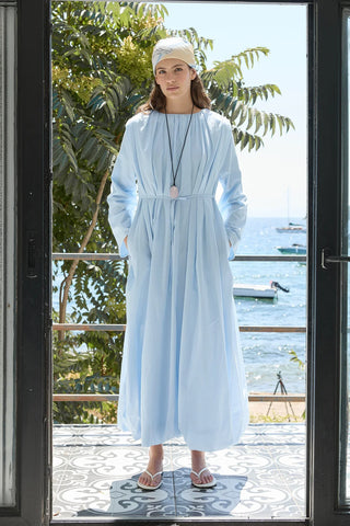 Bae Balon Vual Elbise Mavi