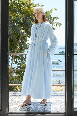 Bae Balon Vual Elbise Mavi