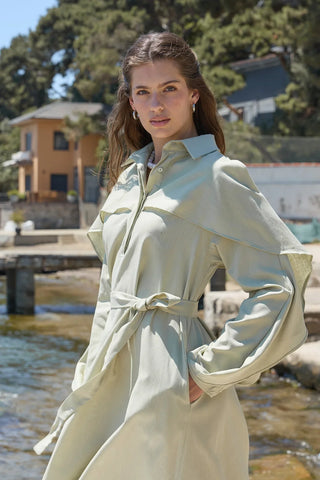 Matin Keten Elbise Açık Yeşil