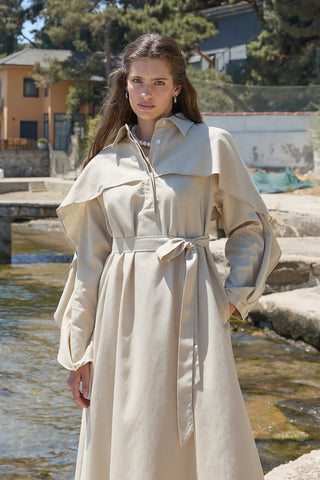 Matin Keten Elbise Taş