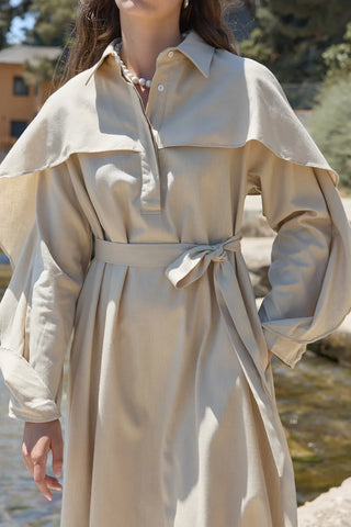 Matin Keten Elbise Taş