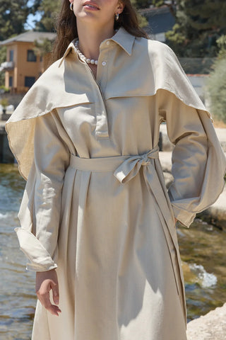 Matin Keten Elbise Taş