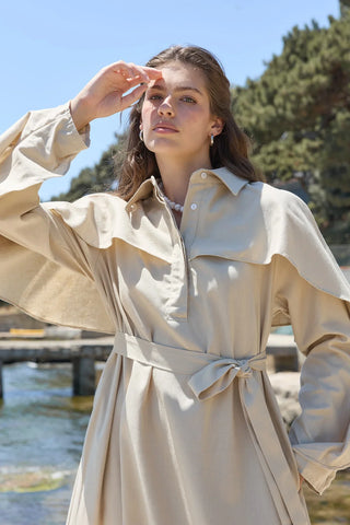 Matin Keten Elbise Taş