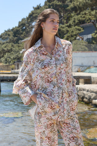 Fıra Gömlek Palmiye Desenli