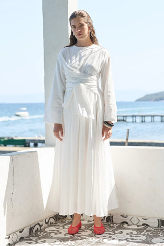 Forest Bağlamalı Vual Elbise Ekru