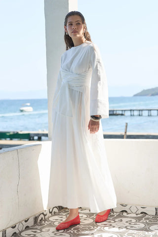 Forest Bağlamalı Vual Elbise Ekru