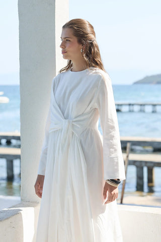 Forest Bağlamalı Vual Elbise Ekru