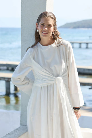 Forest Bağlamalı Vual Elbise Ekru