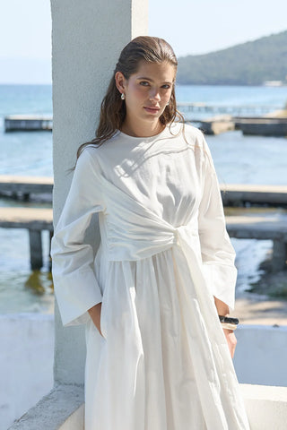 Forest Bağlamalı Vual Elbise Ekru