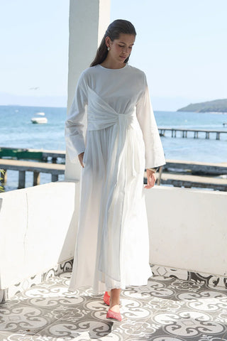 Forest Bağlamalı Vual Elbise Ekru