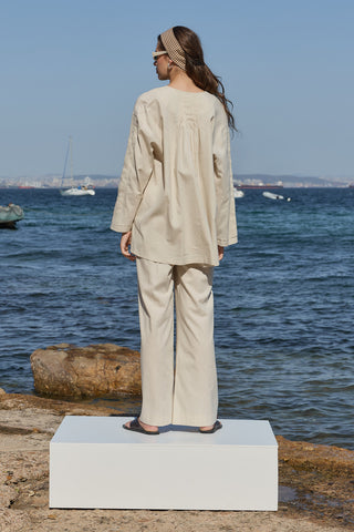 Haze Nervürlü Keten Tunik Taş