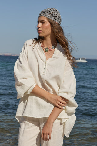 Linen Easy Keten Gömlek Ekru