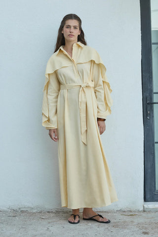 Matin Keten Elbise Sarı