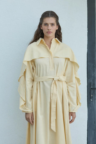 Matin Keten Elbise Sarı