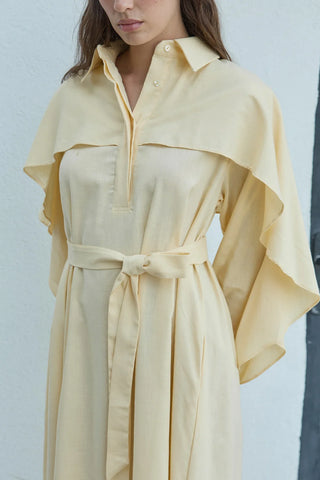 Matin Keten Elbise Sarı