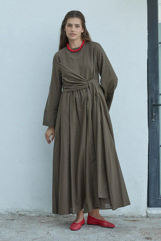 Forest Bağlamalı Vual Elbise Kahverengi