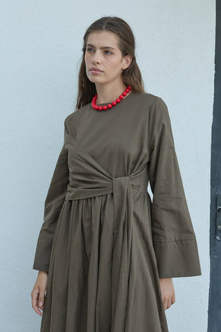 Forest Bağlamalı Vual Elbise Kahverengi