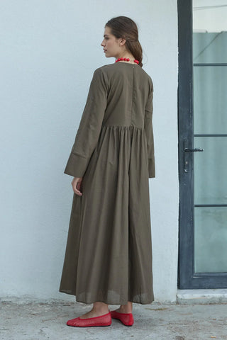 Forest Bağlamalı Vual Elbise Kahverengi