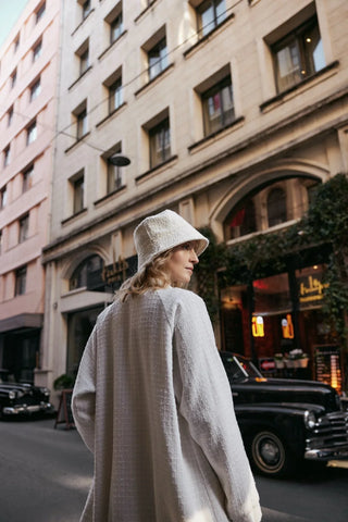 Bomber Tüvit Fermuarlı Ceket Ekru