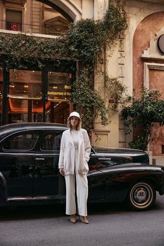 Bomber Tüvit Fermuarlı Ceket Ekru