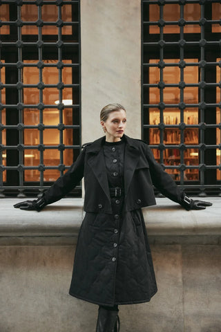 Ceket Yelek İkili Trençkot Siyah