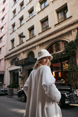 Bomber Tüvit Fermuarlı Ceket Ekru