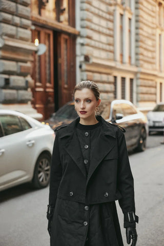 Ceket Yelek İkili Trençkot Siyah