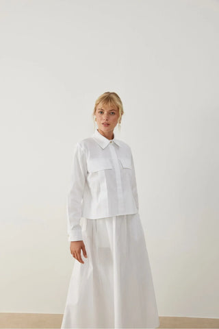 Nota Keten Etek Gömlek Takım Beyaz