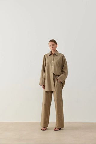 Keten Taşlı Takım Bej