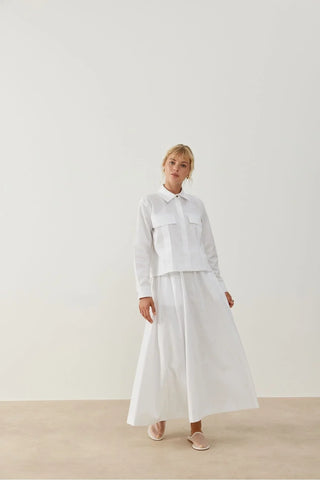 Nota Keten Etek Gömlek Takım Beyaz