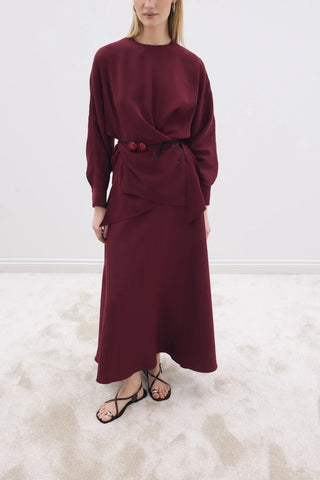 Mate Bluz Kloş Etek Takım Bordo