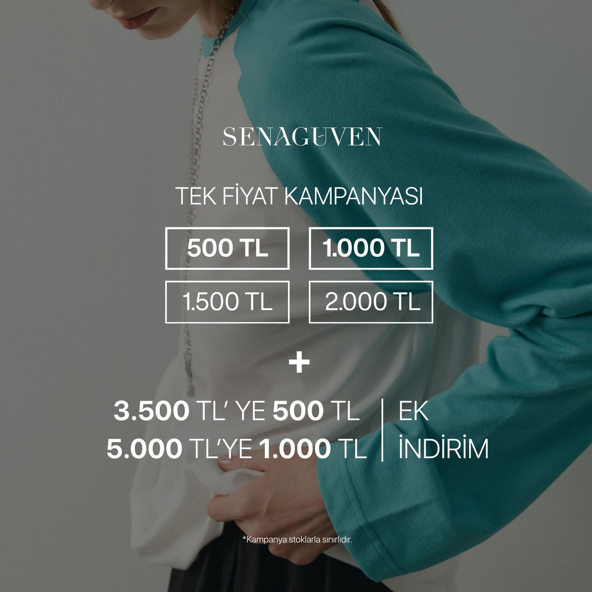 Tek Fiyat Kampanyası: 500 TL, 1.000 TL, 1.500 TL, 2.000 TL. 3.500 TL'ye 500 TL, 5.000 TL'ye 1.000 TL ek indirim
